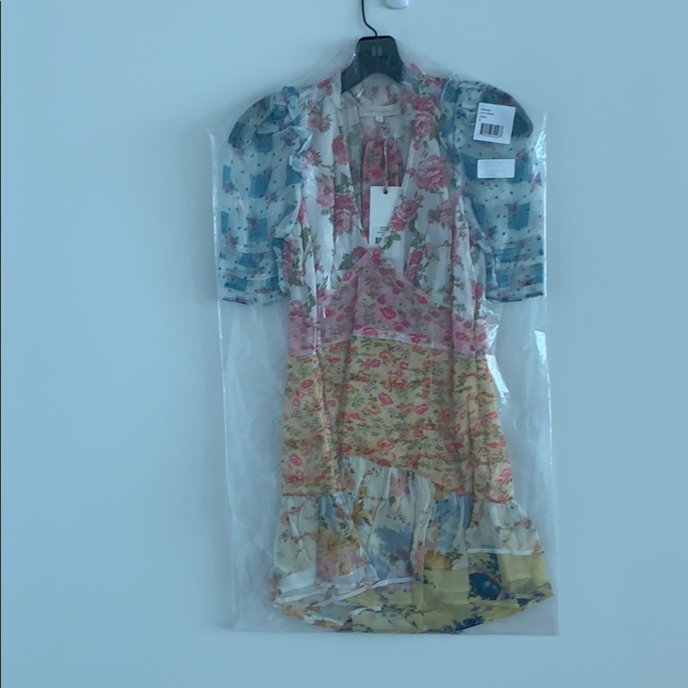 NWT LoveShackFancy Arlo silk dress in patchwork - Picture 3 of 6